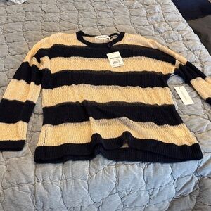 Rumored Navy and Cream Striped Sweater